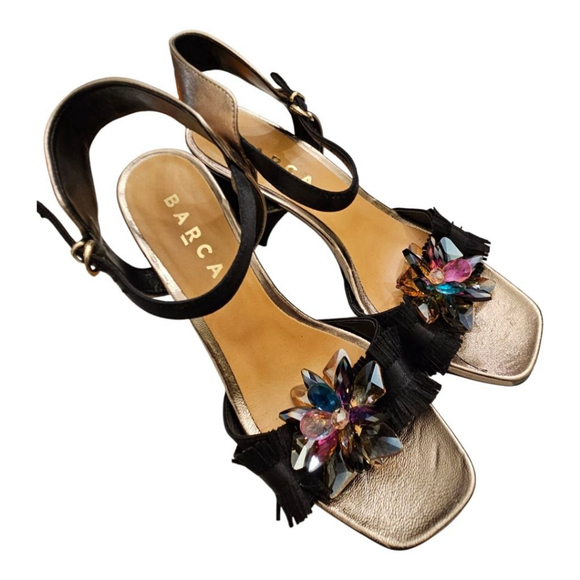 Barca Heels Size 40 Gold and Black - Picture 8 of 10